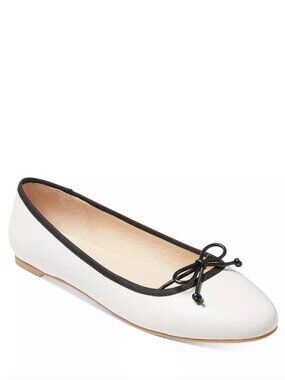 Jack Rogers Serena Ballet Flats Cream & Black Size 9 Bow Detail Leather